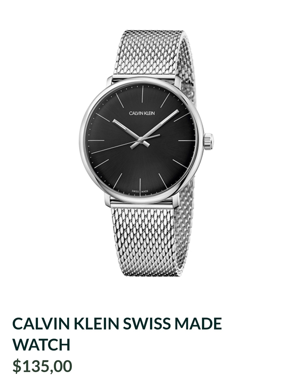 Calvin Klein Swiss made Mens Watch Made of Steel